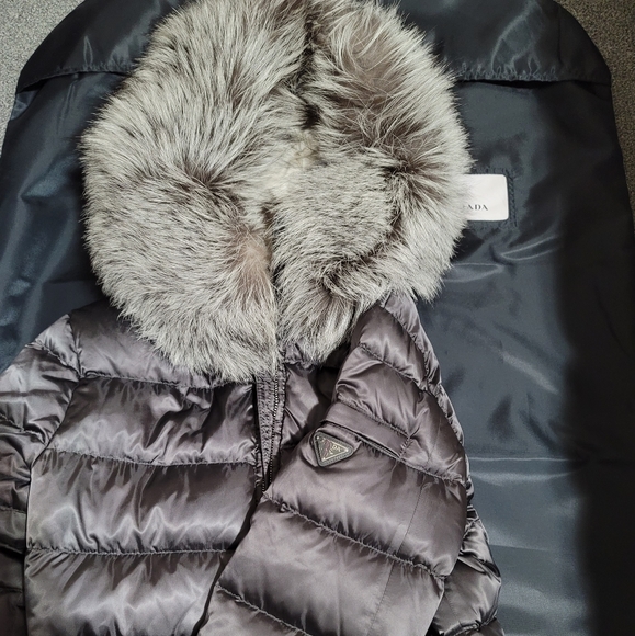 PRADA Silver Grey Puffer Jacket Size 40 - Picture 7 of 14